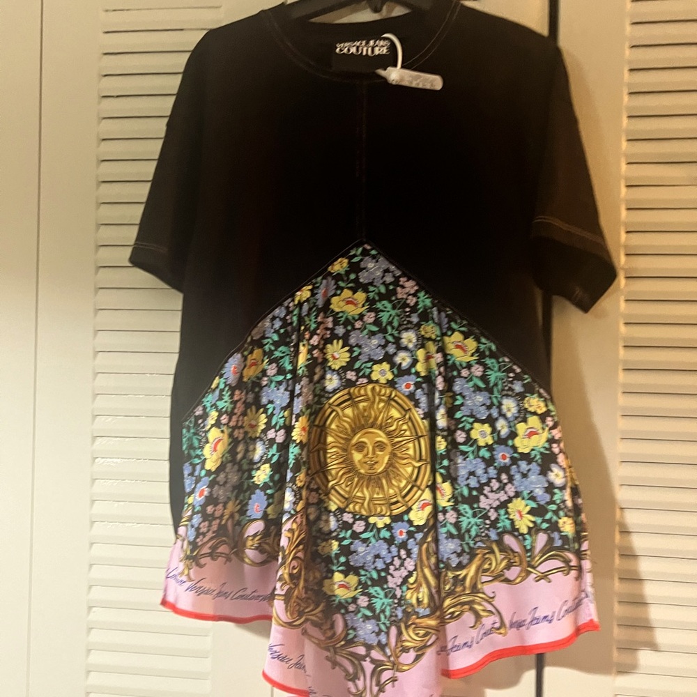 Versace Jeans Couture sunflower garland black/multicolor t-shirt